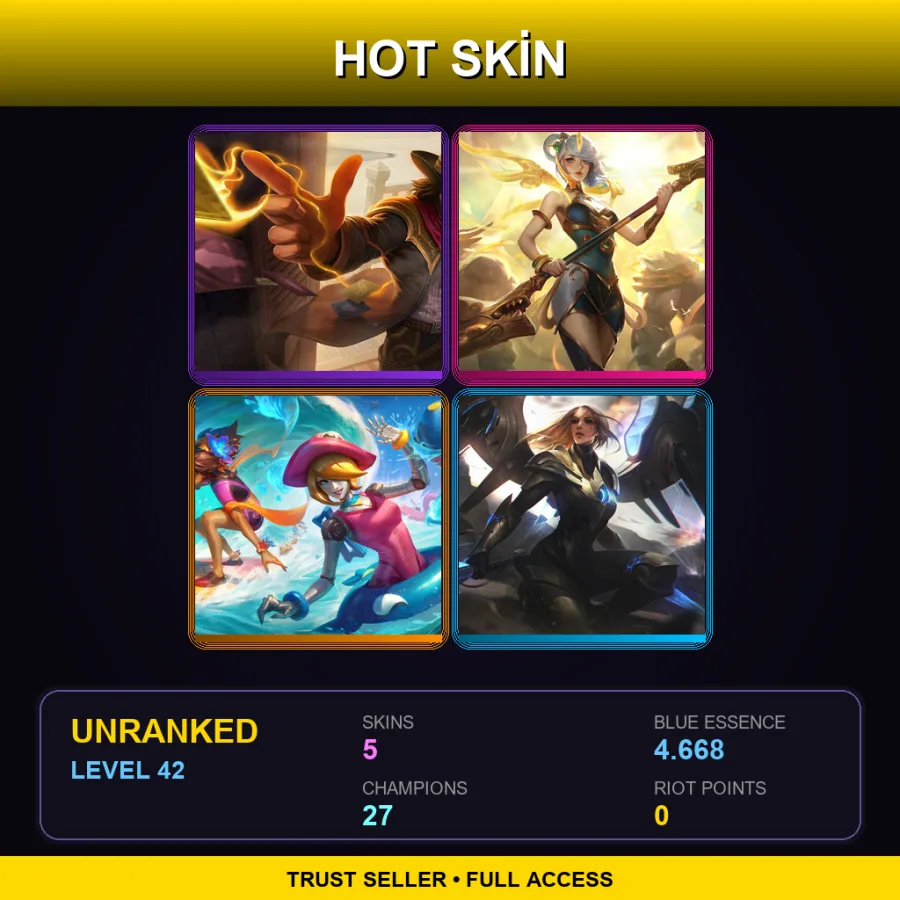 EUW | Lv42 | Unranked | 5 Skin | 27 Champ