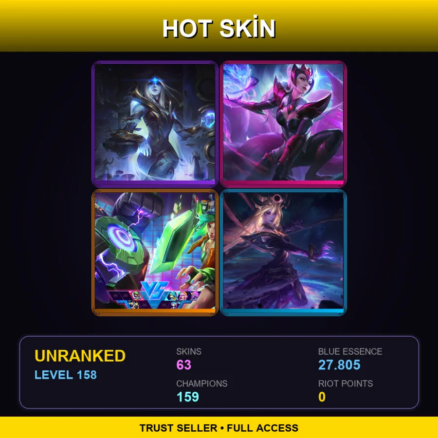 SG | Lv158 | Unranked | 63 Skin | 159 Champ