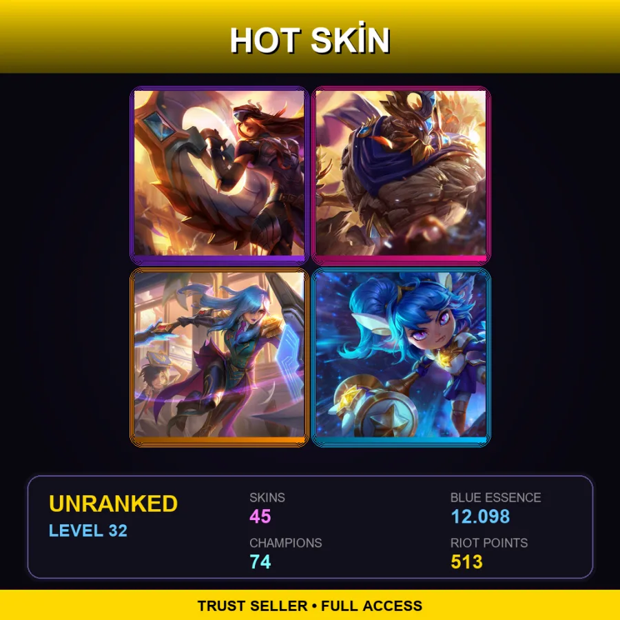 EUW | Lv32 | Unranked | 45 Skin | 74 Champ