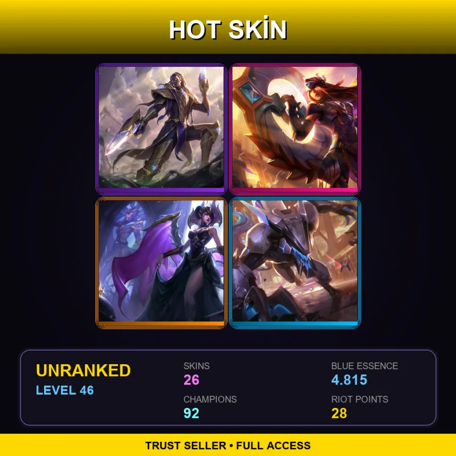 VN | Lv46 | Unranked | 26 Skin | 92 Champ — Riot Kayle