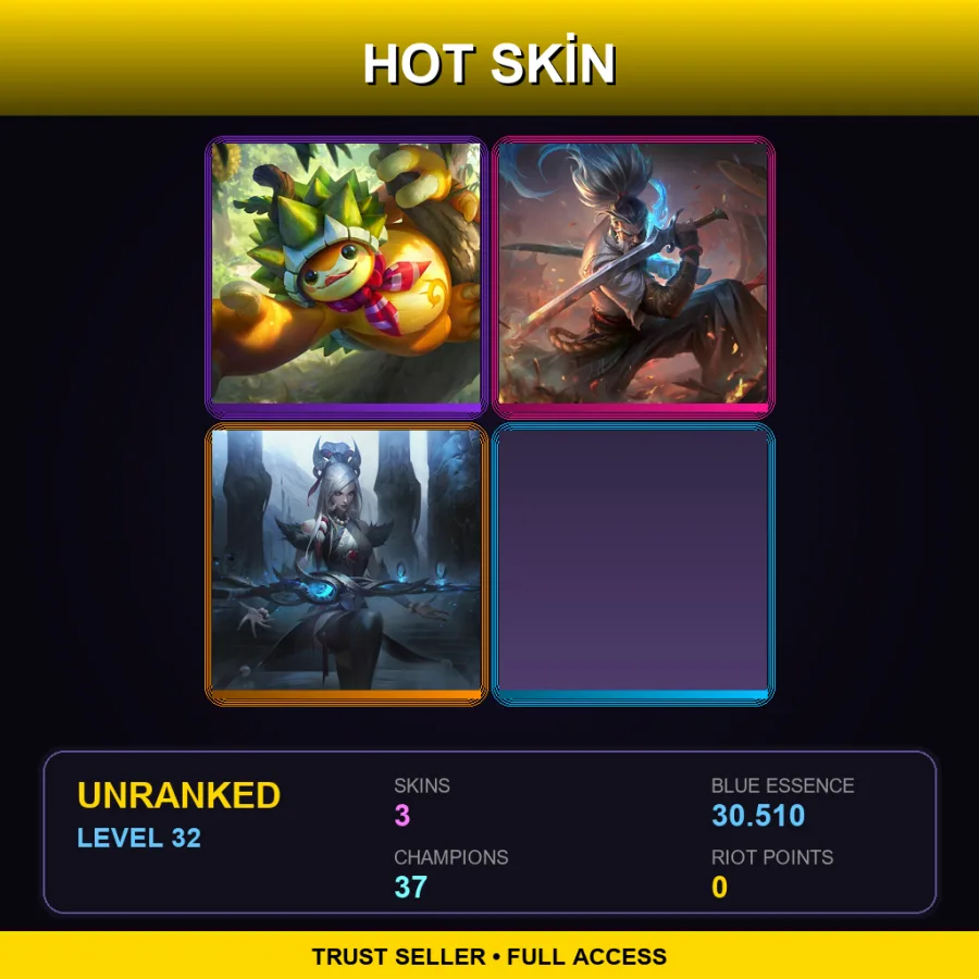 VN | Lv32 | Unranked | 3 Skin | 37 Champ