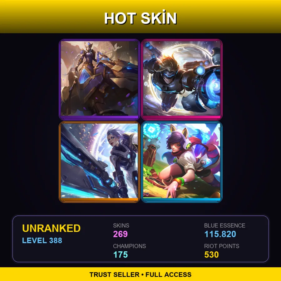 SG | Lv388 | Unranked | 269 Skin | 175 Champ — LoL account