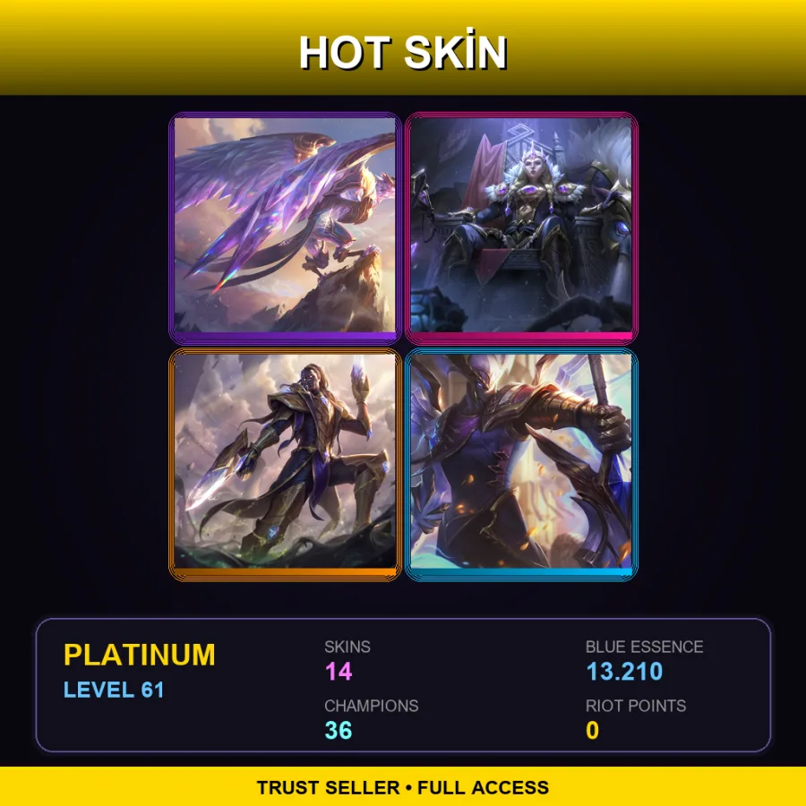 LAN | Lv61 | Platinum | 14 Skin | 36 Champ — Platinum League of Legends