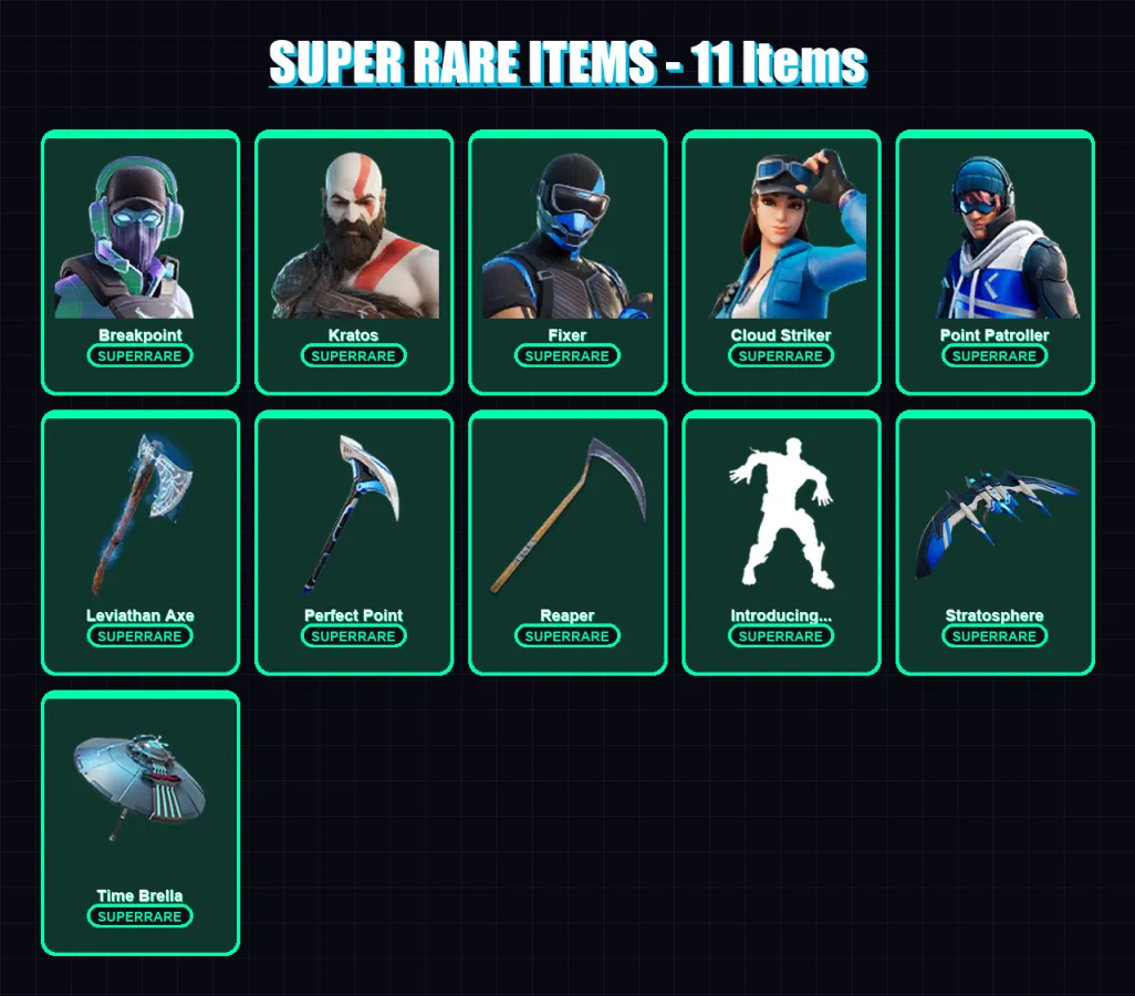 [PC/XBOX/PSN] | Breakpoint | Kratos | Fixer | Cloud Striker | Point Patroller | 159 skin | 160 pickaxe | 104 emote | 116 glider | Lv1756