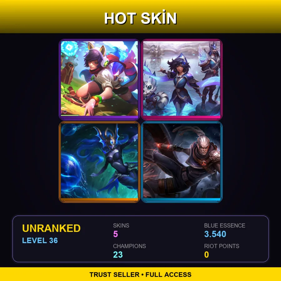EUW | Lv36 | Unranked | 5 Skin | 23 Champ