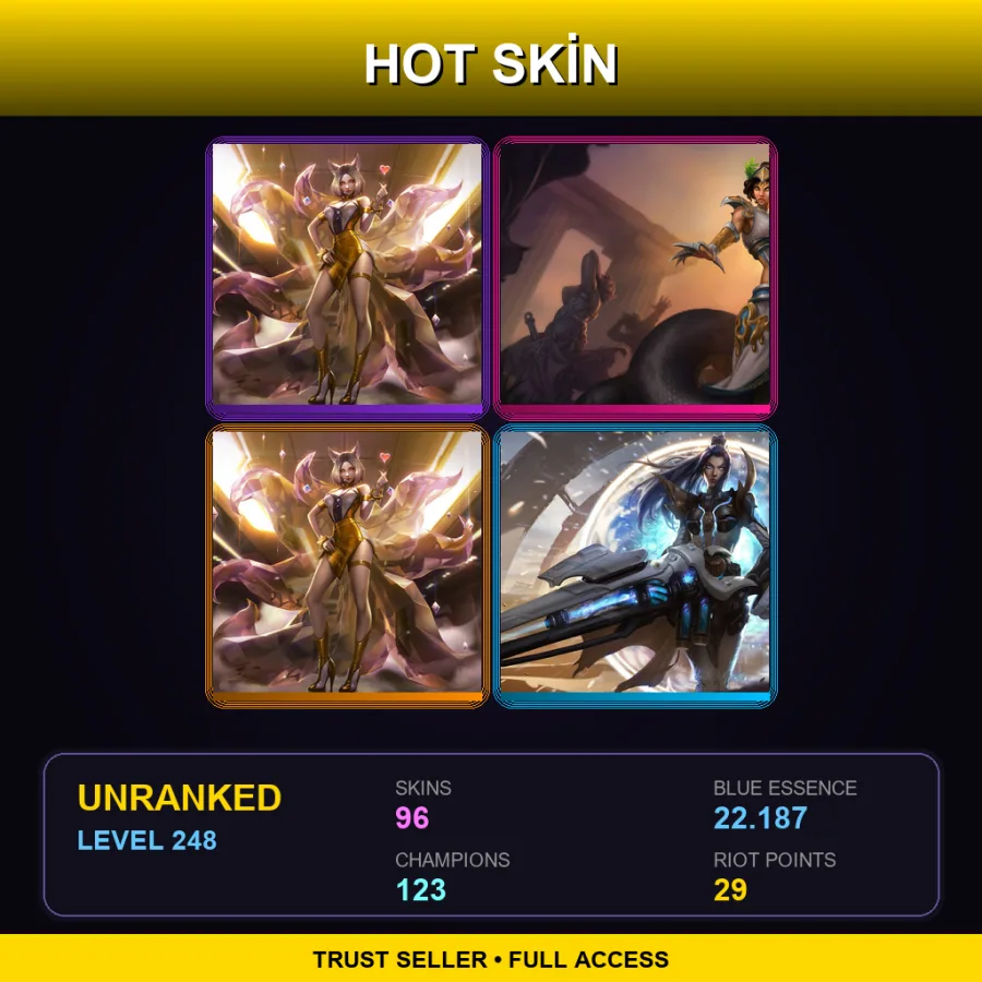 EUNE | Lv248 | Unranked | 96 Skin | 123 Champ — LoL account