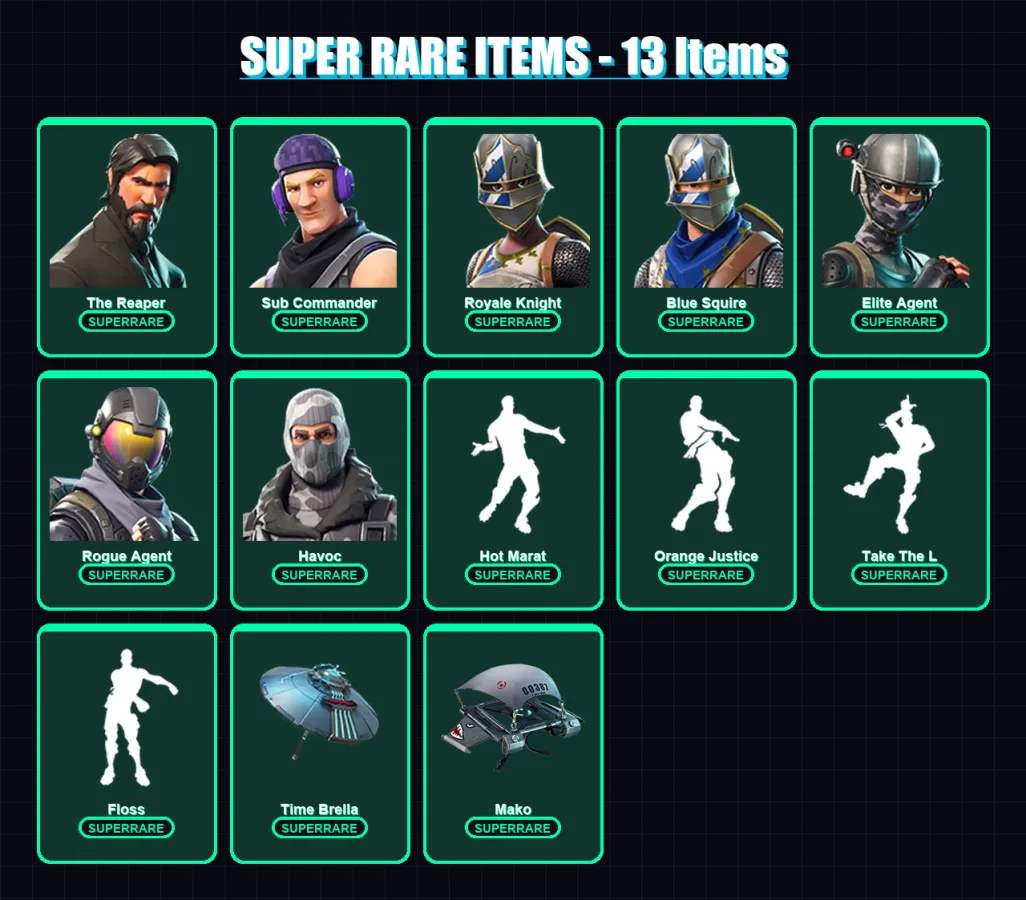 [PC/PSN] | The Reaper | Sub Commander | Royale Knight | Blue Squire | Elite Agent | 32 skin | 24 pickaxe | 38 emote | 31 glider | Lv482