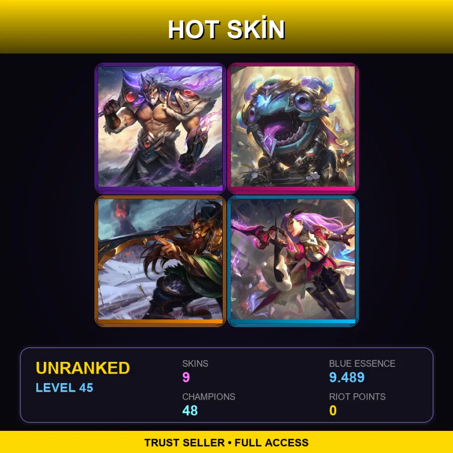 LAS | Lv45 | Unranked | 9 Skin | 48 Champ — Unranked / Smurf League of Legends