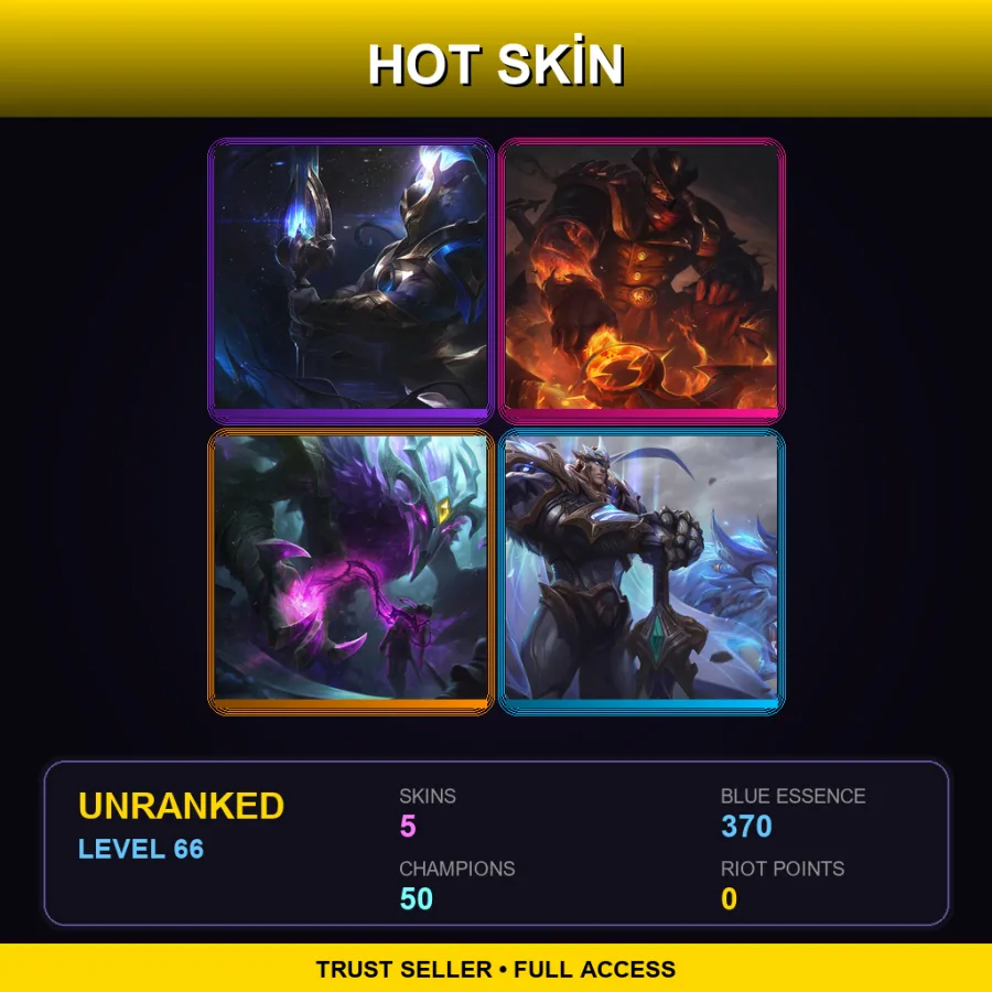 LAN | Lv66 | Unranked | 5 Skin | 50 Champ — LoL account