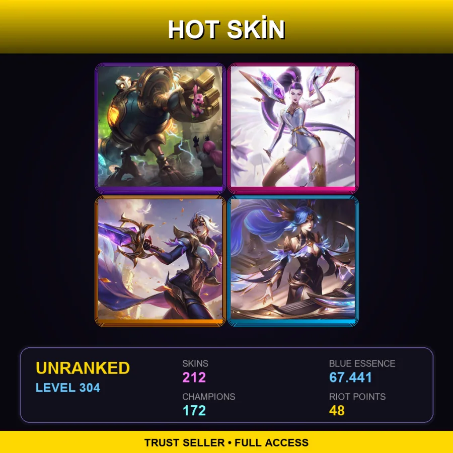 TR | Lv304 | Unranked | 212 Skin | 172 Champ