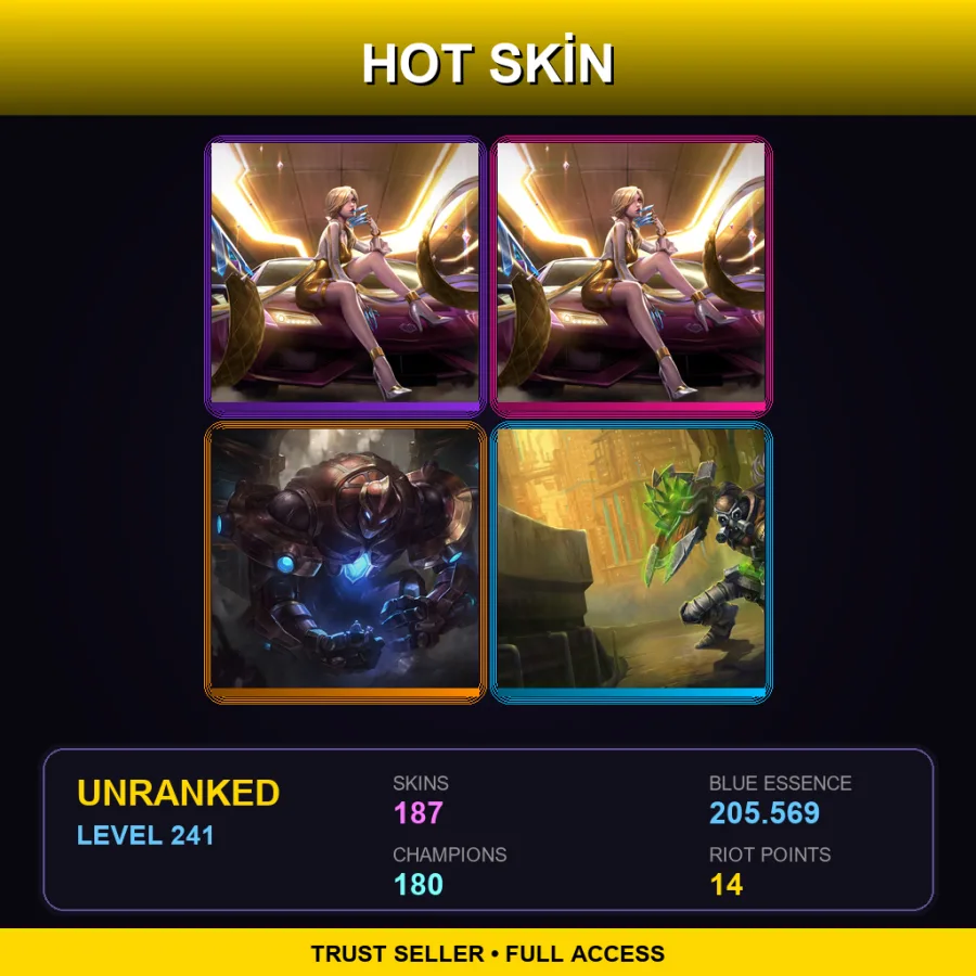 NA | Lv241 | Unranked | 187 Skin | 180 Champ