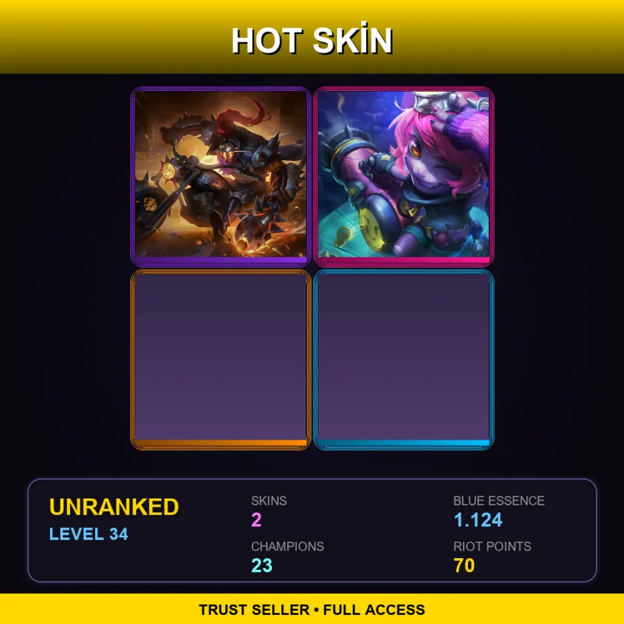 EUNE | Lv34 | Unranked | 2 Skin | 23 Champ — LoL account