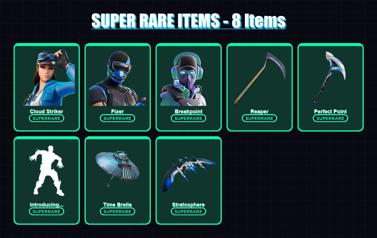 [PS4/PS5/XBOX/PC] | Cloud Striker | Fixer | Breakpoint | Predator | The Scientist | 132 skin | 179 pickaxe | 129 emote | 148 glider | Lv2505