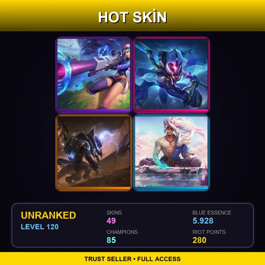 EUNE | Arcade Caitlyn | Cosmic Blade Master Yi | High Noon Twitch | Spirit Blossom Yasuo | 49 Skin | 85 Champ | Lv120