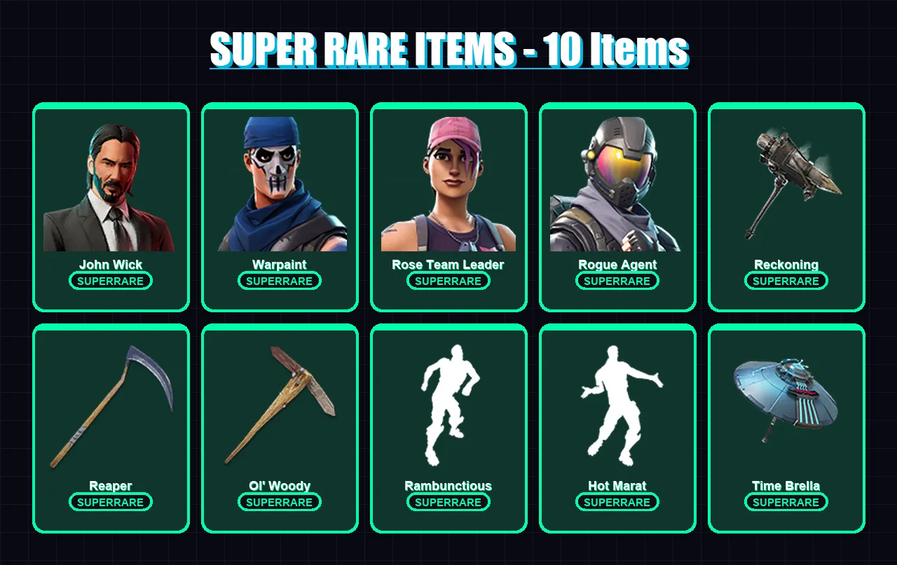 [PC/XBOX/PSN] | John Wick | Warpaint | Rose Team Leader | Rogue Agent | Calamity | 76 skin | 80 pickaxe | 110 emote | 76 glider | Lv914 — Fortnite account