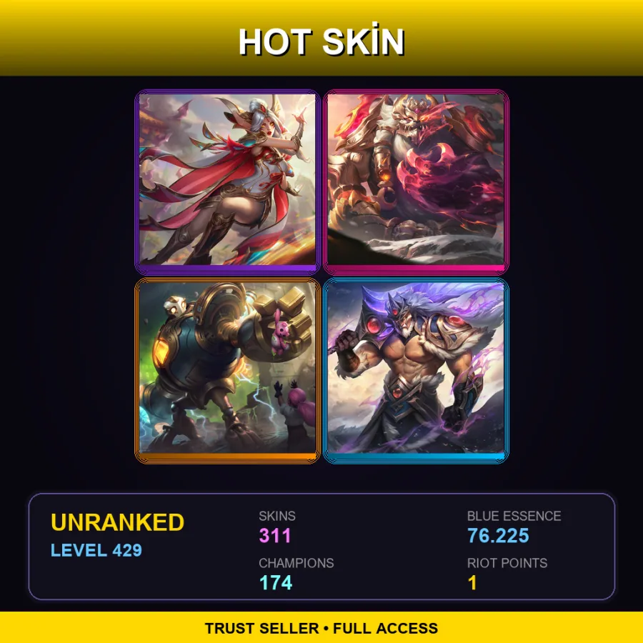 LAN | Lv429 | Unranked | 311 Skin | 174 Champ — Unranked / Smurf League of Legends