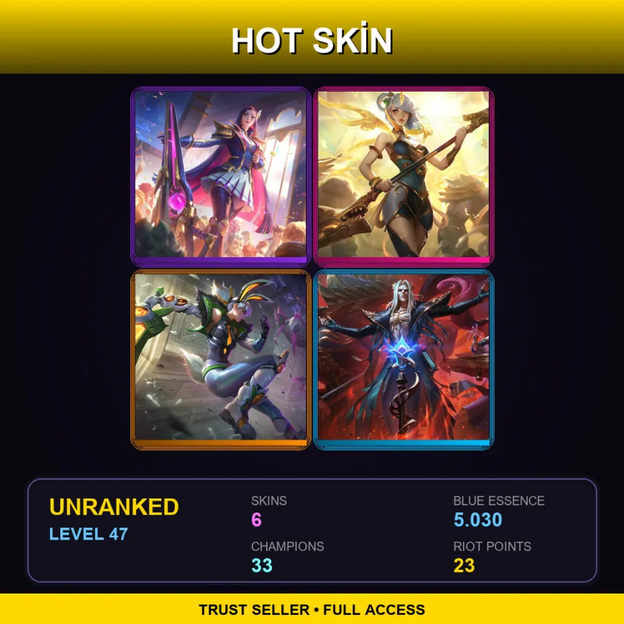 LAS | Lv47 | Unranked | 6 Skin | 33 Champ — LoL account