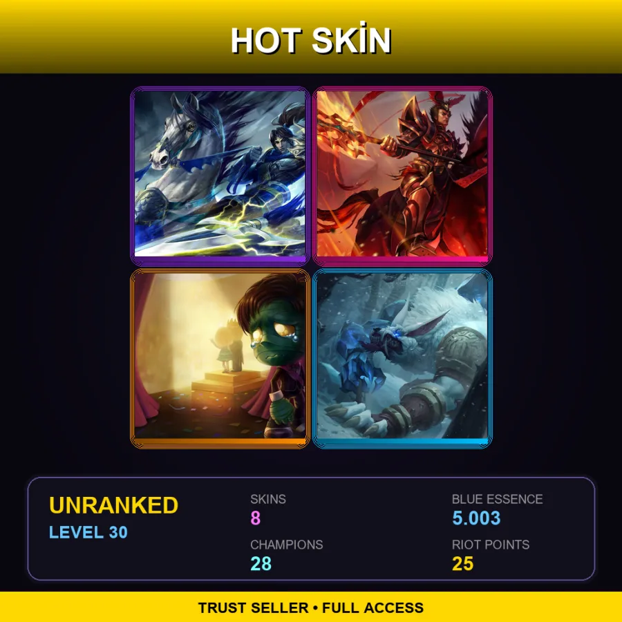 NA | Lv30 | Unranked | 8 Skin | 28 Champ — Warring Kingdoms Jarvan Iv