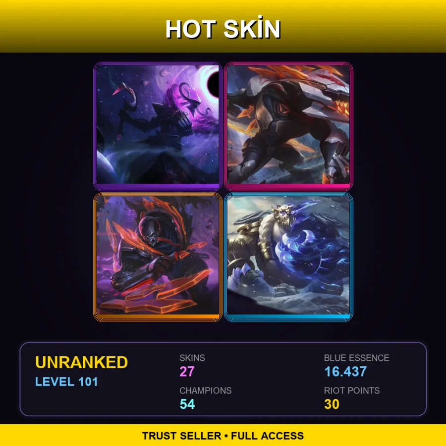 LAN | Lv101 | Unranked | 27 Skin | 54 Champ