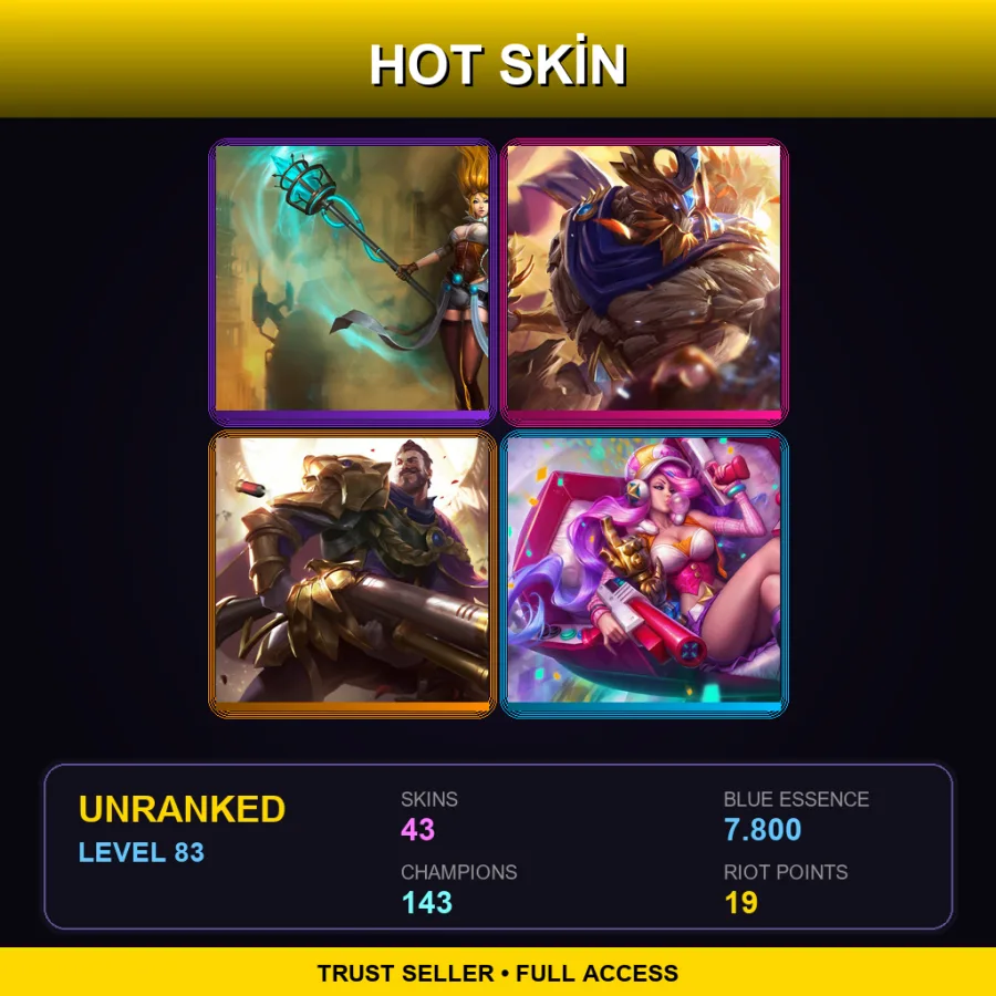 VN | Lv83 | Unranked | 43 Skin | 143 Champ — LoL account