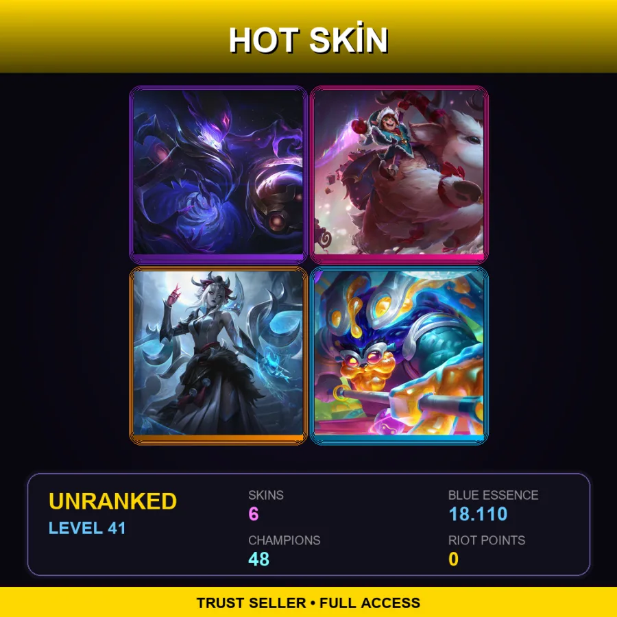 EUW | Lv41 | Unranked | 6 Skin | 48 Champ — LoL account