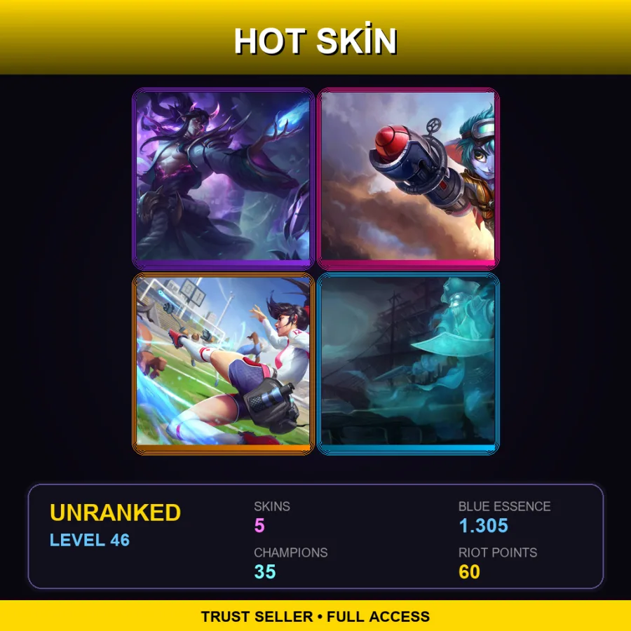 EUW | Lv46 | Unranked | 5 Skin | 35 Champ