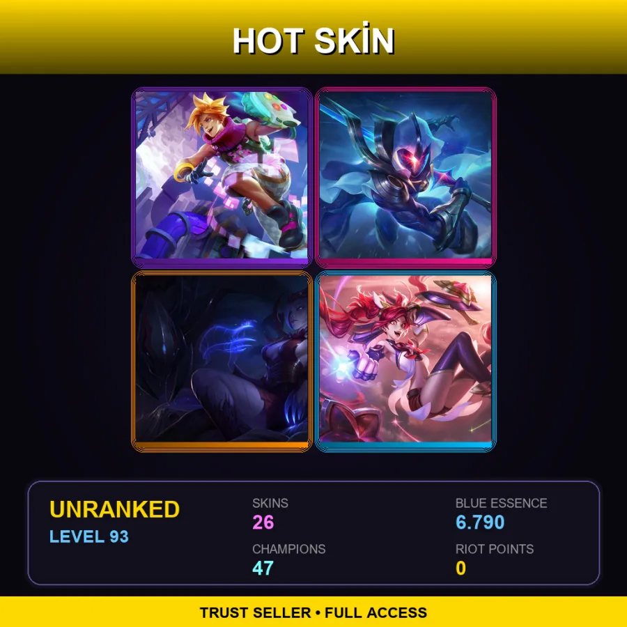 TW | Lv93 | Unranked | 26 Skin | 47 Champ — LoL account