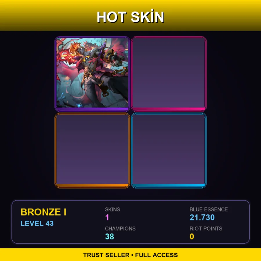 EUW | Lv43 | Bronze I | 1 Skin | 38 Champ