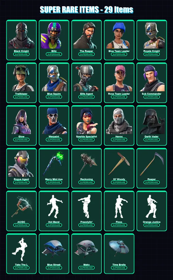 [PS4/PS5/XBOX/PC] | Black Knight | Blitz | The Reaper | Blue Team Leader | Royale Knight | 194 skin | 154 pickaxe | 136 emote | 119 glider | Lv1875 — Fortnite account