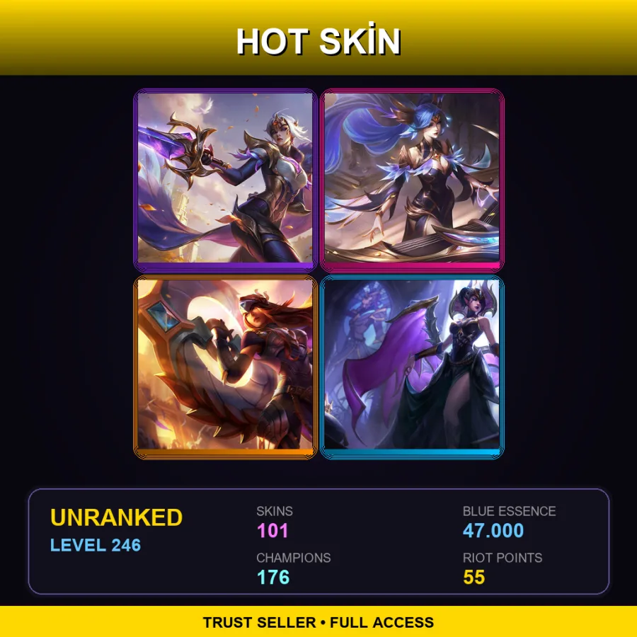 EUW | Lv246 | Unranked | 101 Skin | 176 Champ — LoL account