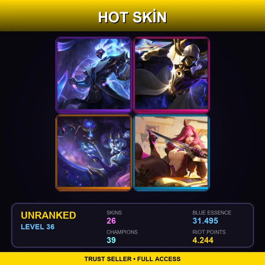 EUW | Lv36 | Unranked | 26 Skin | 39 Champ