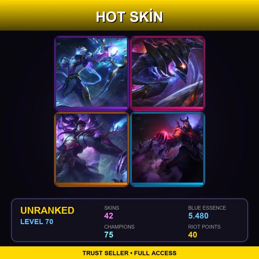 EUW | Lv70 | Unranked | 42 Skin | 75 Champ