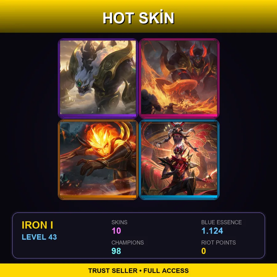 EUNE | Lv43 | Iron I | 10 Skin | 98 Champ
