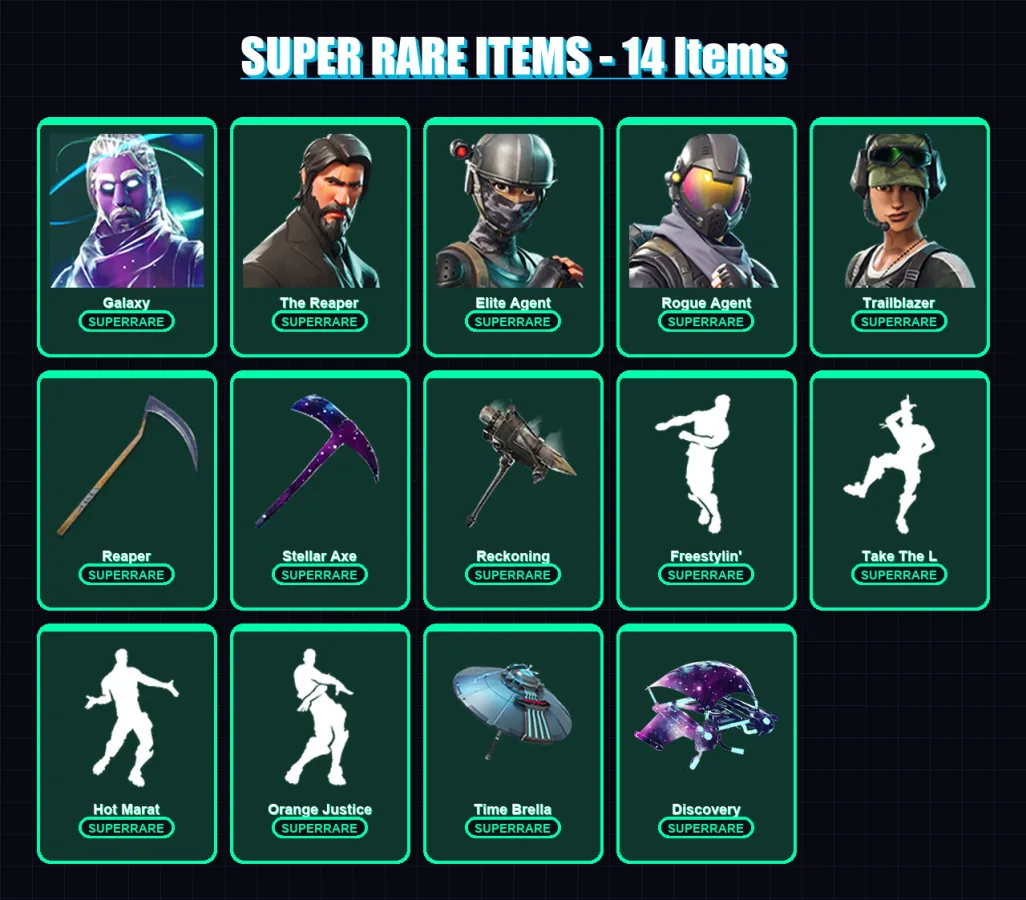 [PC/PSN] | Galaxy | The Reaper | Elite Agent | Rogue Agent | Trailblazer | 129 skin | 83 pickaxe | 89 emote | 81 glider | Lv1207