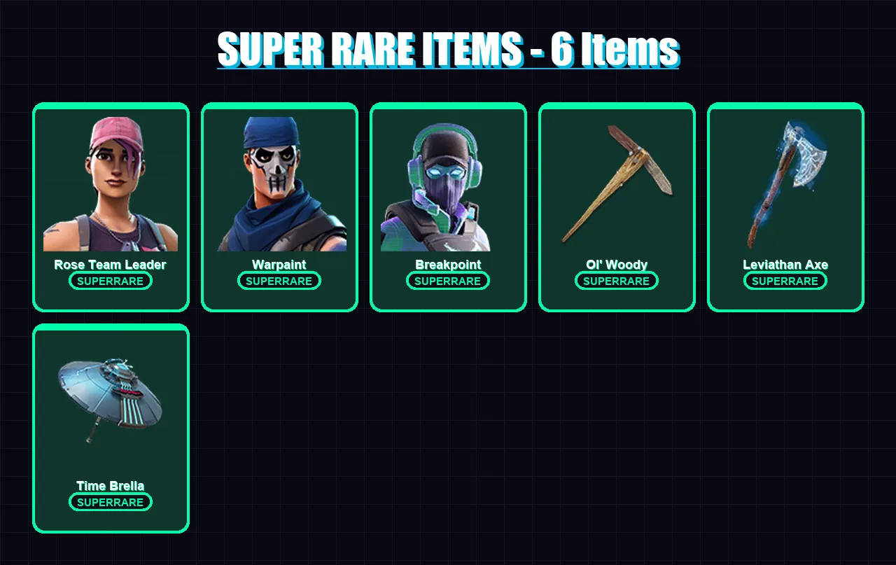 [PC/XBOX/PSN] | Rose Team Leader | Warpaint | Breakpoint | Rox | Mecha Cuddle Master | 134 skin | 192 pickaxe | 127 emote | 146 glider | Lv3102