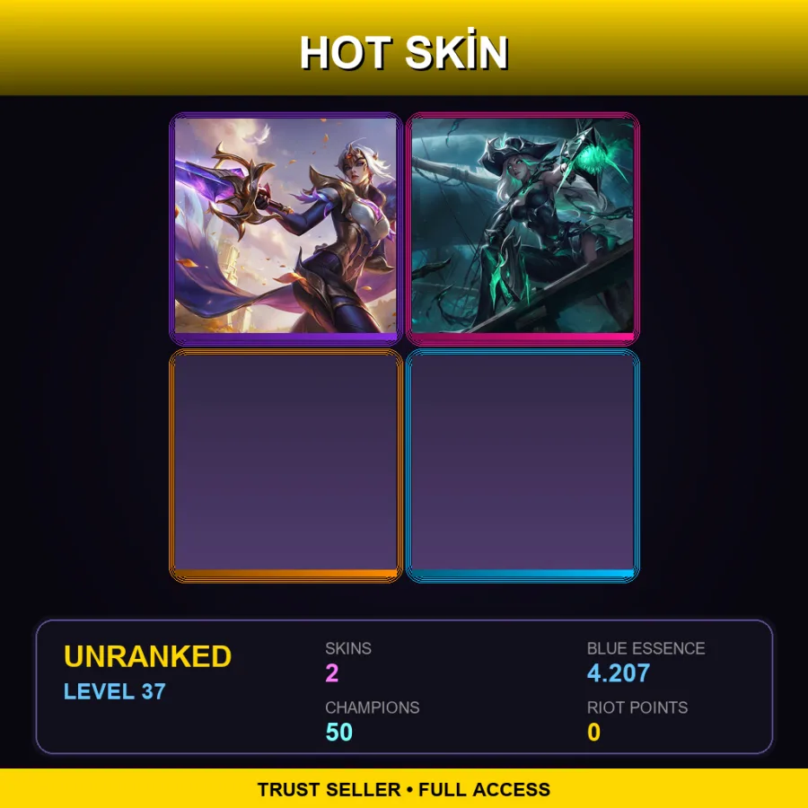 EUW | Lv37 | Unranked | 2 Skin | 50 Champ — LoL account