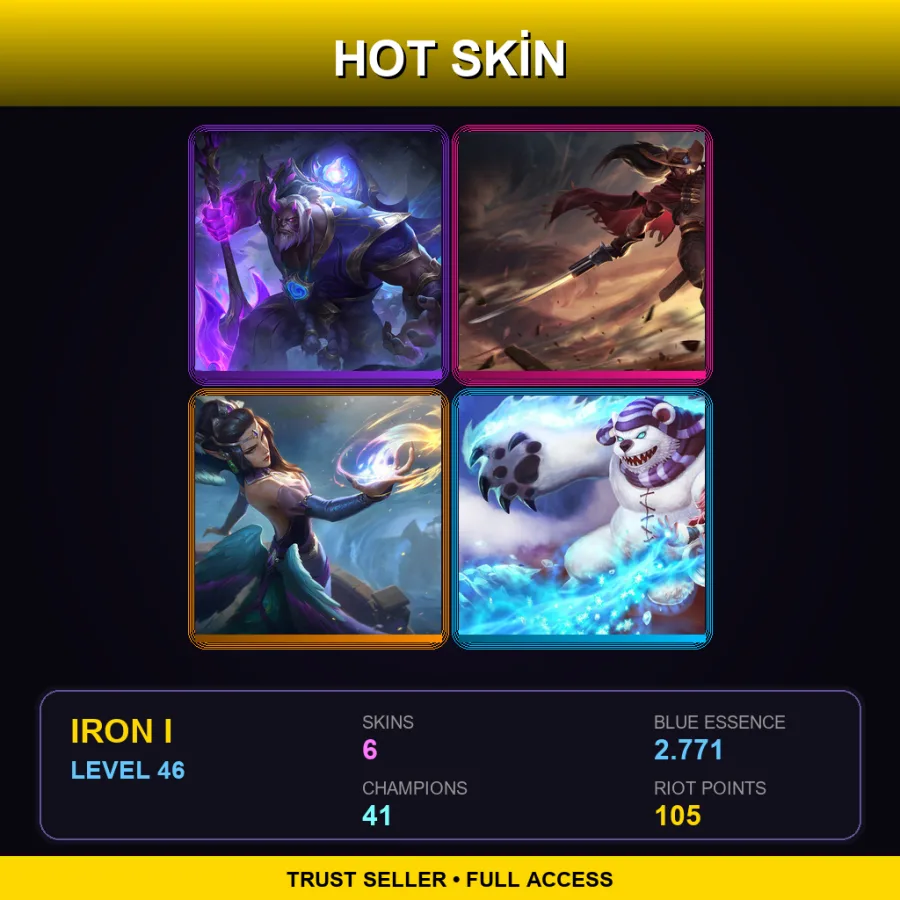 VN | Lv46 | Iron I | 6 Skin | 41 Champ — LoL account