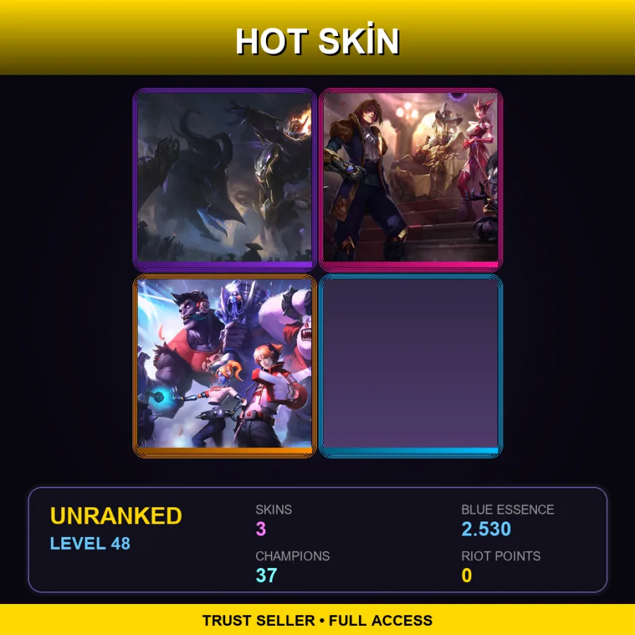 EUW | Lv48 | Unranked | 3 Skin | 37 Champ