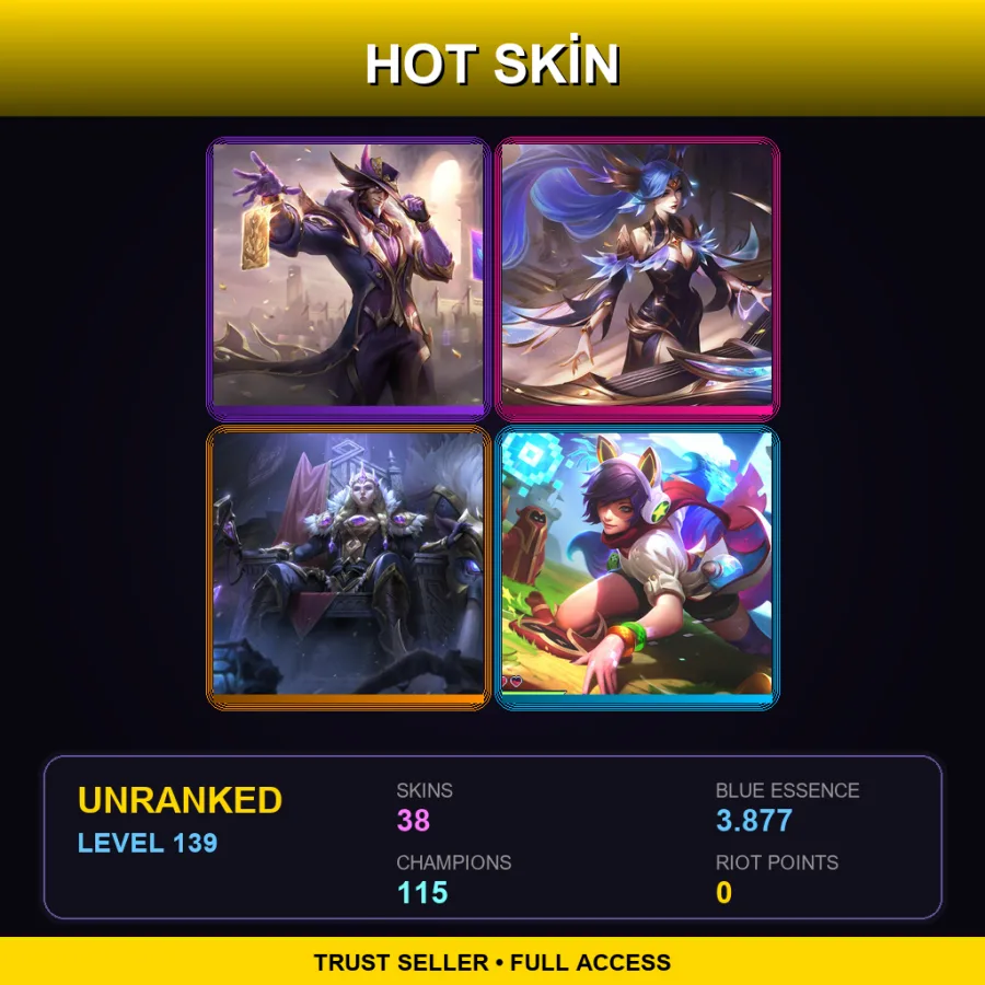 ME | Lv139 | Unranked | 38 Skin | 115 Champ — LoL account