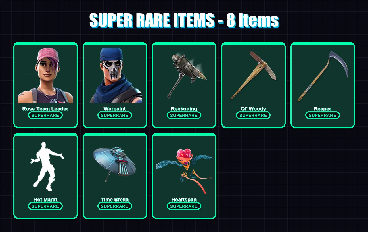 [PC/XBOX/PSN] | Rose Team Leader | Warpaint | Catalyst | Ruin | Blackheart | 228 skin | 283 pickaxe | 215 emote | 225 glider | Lv3438