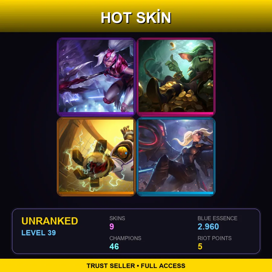 EUNE | Lv39 | Unranked | 9 Skin | 46 Champ — LoL account