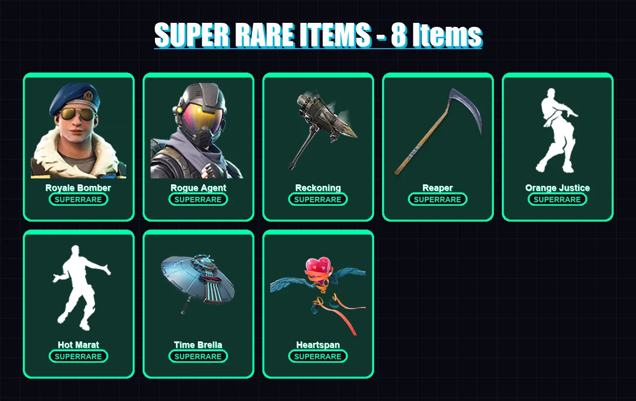 [PC] | Royale Bomber | Rogue Agent | Lynx | Raz | Valor | 117 skin | 176 pickaxe | 145 emote | 149 glider | Lv3050