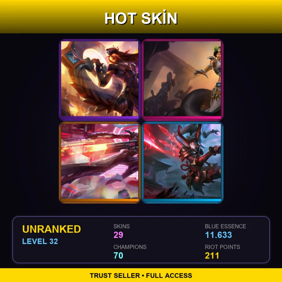 EUNE | Lv32 | Unranked | 29 Skin | 70 Champ — LoL account