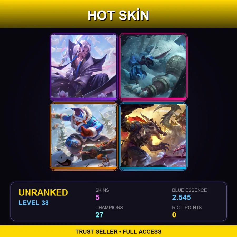 NA | Lv38 | Unranked | 5 Skin | 27 Champ