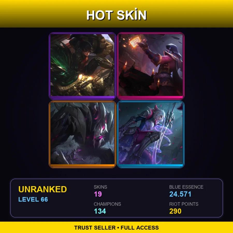 JP | Lv66 | Unranked | 19 Skin | 134 Champ — LoL account