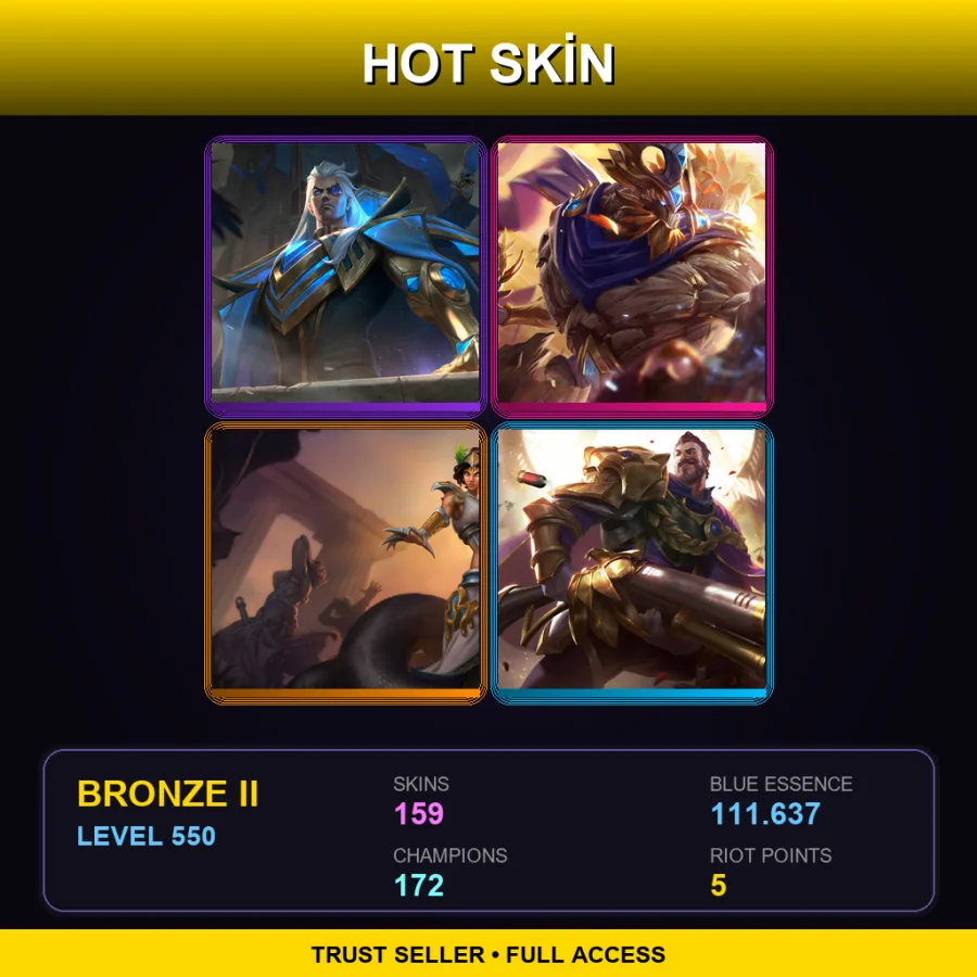 VN | Lv550 | Bronze II | 159 Skin | 172 Champ — LoL account