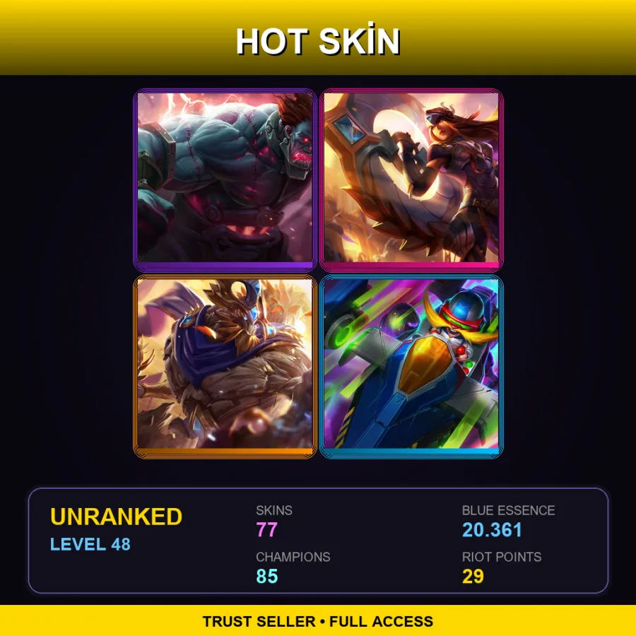 NA | Lv48 | Unranked | 77 Skin | 85 Champ — Bilgewater Swain