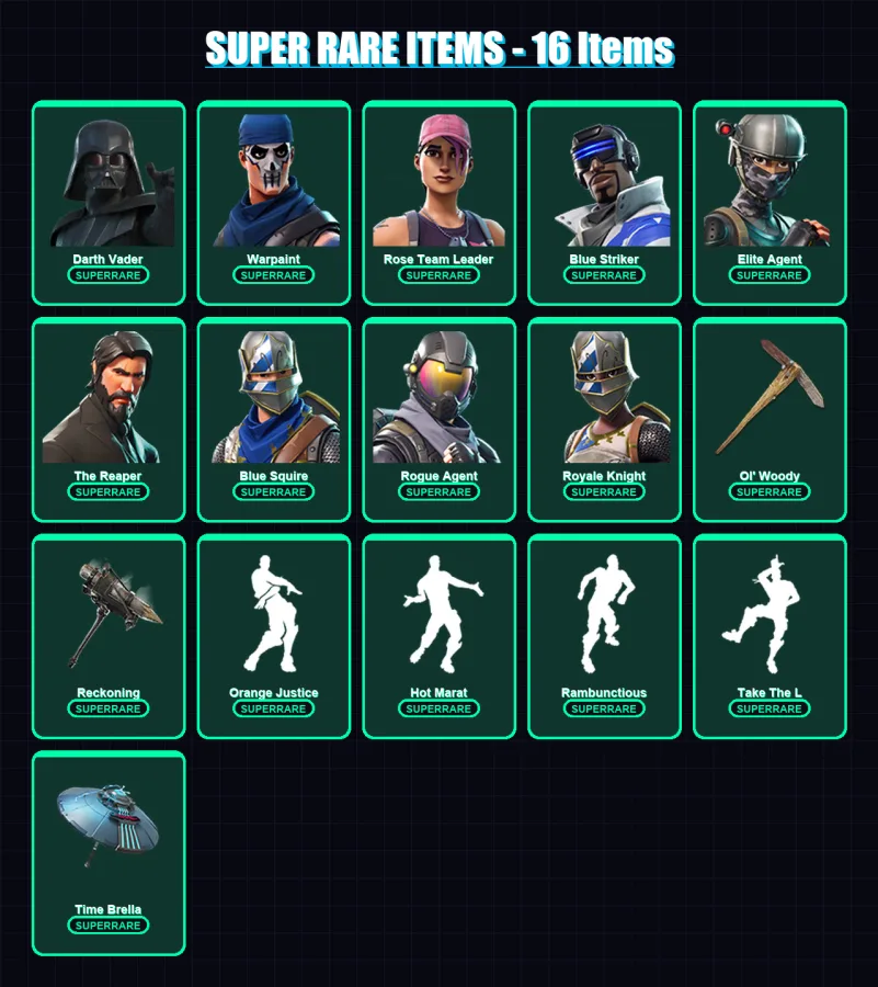 [SWITCH/XBOX/PSN/PC] | Darth Vader | Warpaint | Rose Team Leader | Blue Striker | Elite Agent | 65 skin | 53 pickaxe | 96 emote | 61 glider | Lv860