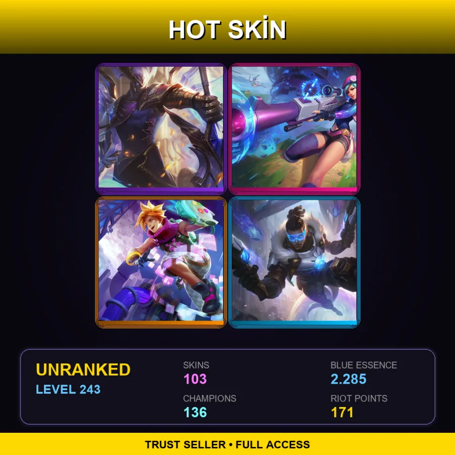 NA | Lv243 | Unranked | 103 Skin | 136 Champ — LoL account