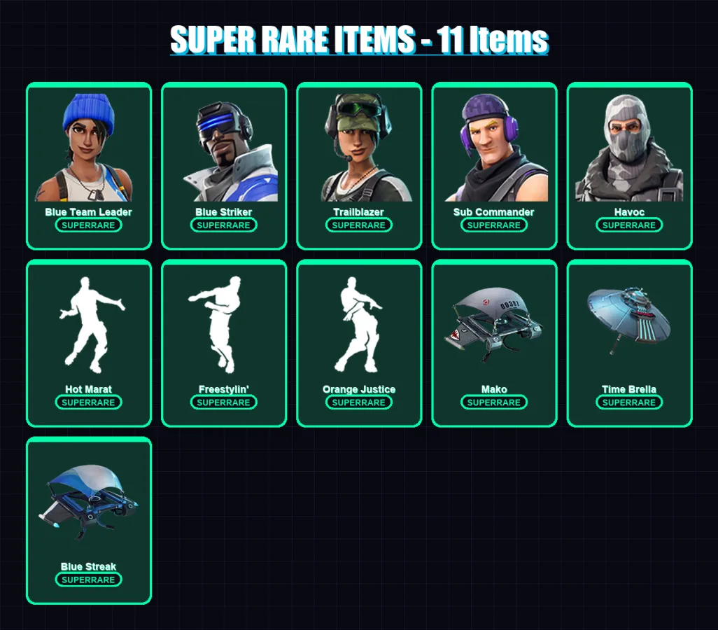 [SWITCH/XBOX/PSN/PC] | Blue Team Leader | Blue Striker | Trailblazer | Sub Commander | Havoc | 23 skin | 22 pickaxe | 30 emote | 24 glider | Lv388 — Fortnite account
